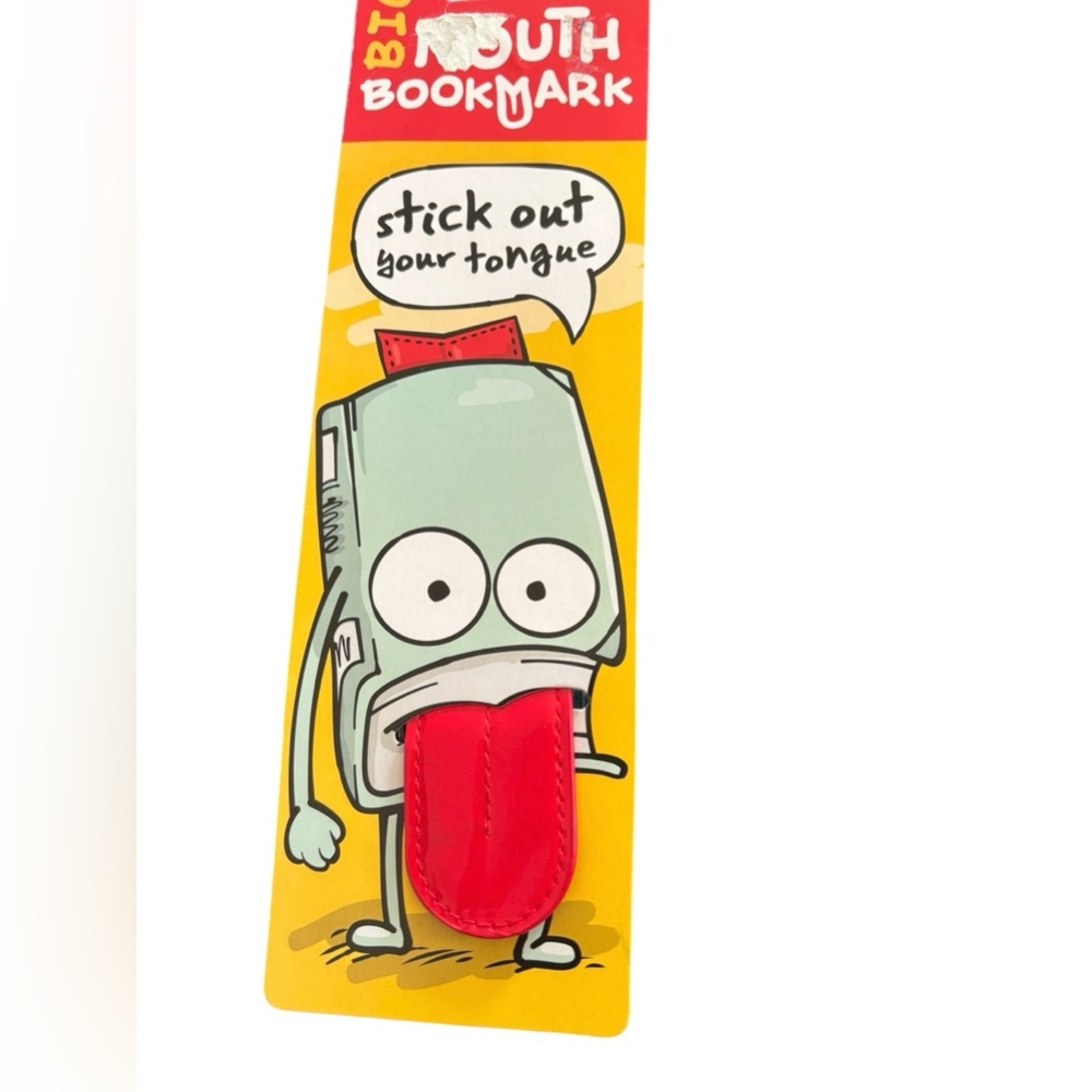 Big Mouth Tongue Shaped Bookmark Red Faux Leather 7.5” Movelty Stocking Stuffer